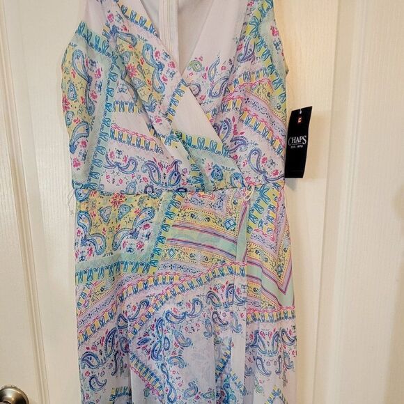 BRAND NEW CHAPS SLEEVELESS FLORAL PATTERN DESIGN V-NECKLINE  WOMEN"S DRESS - Picture 4 of 16